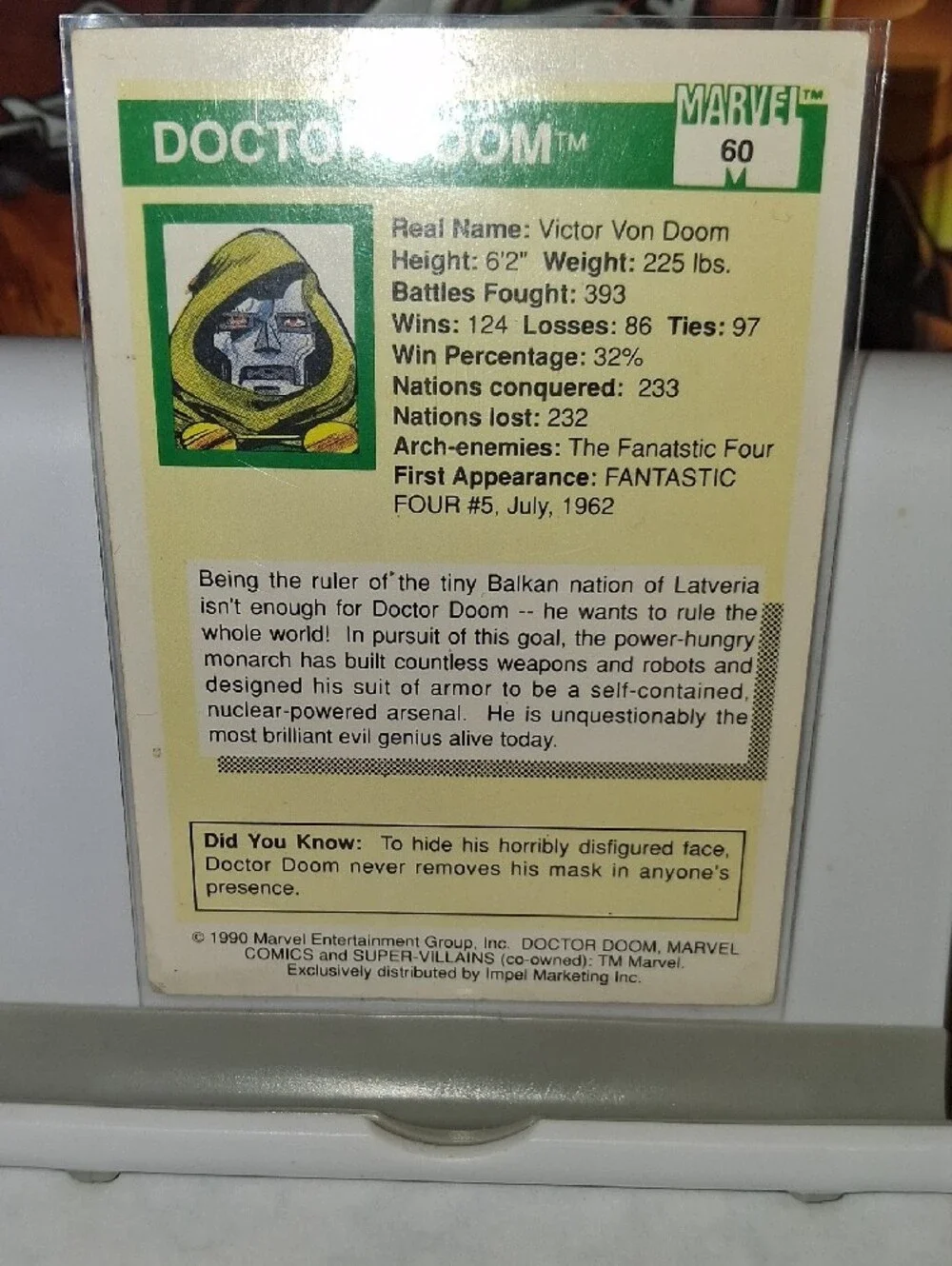 Marvel Doctor Doom Trading Card with Green and Purple Artwork